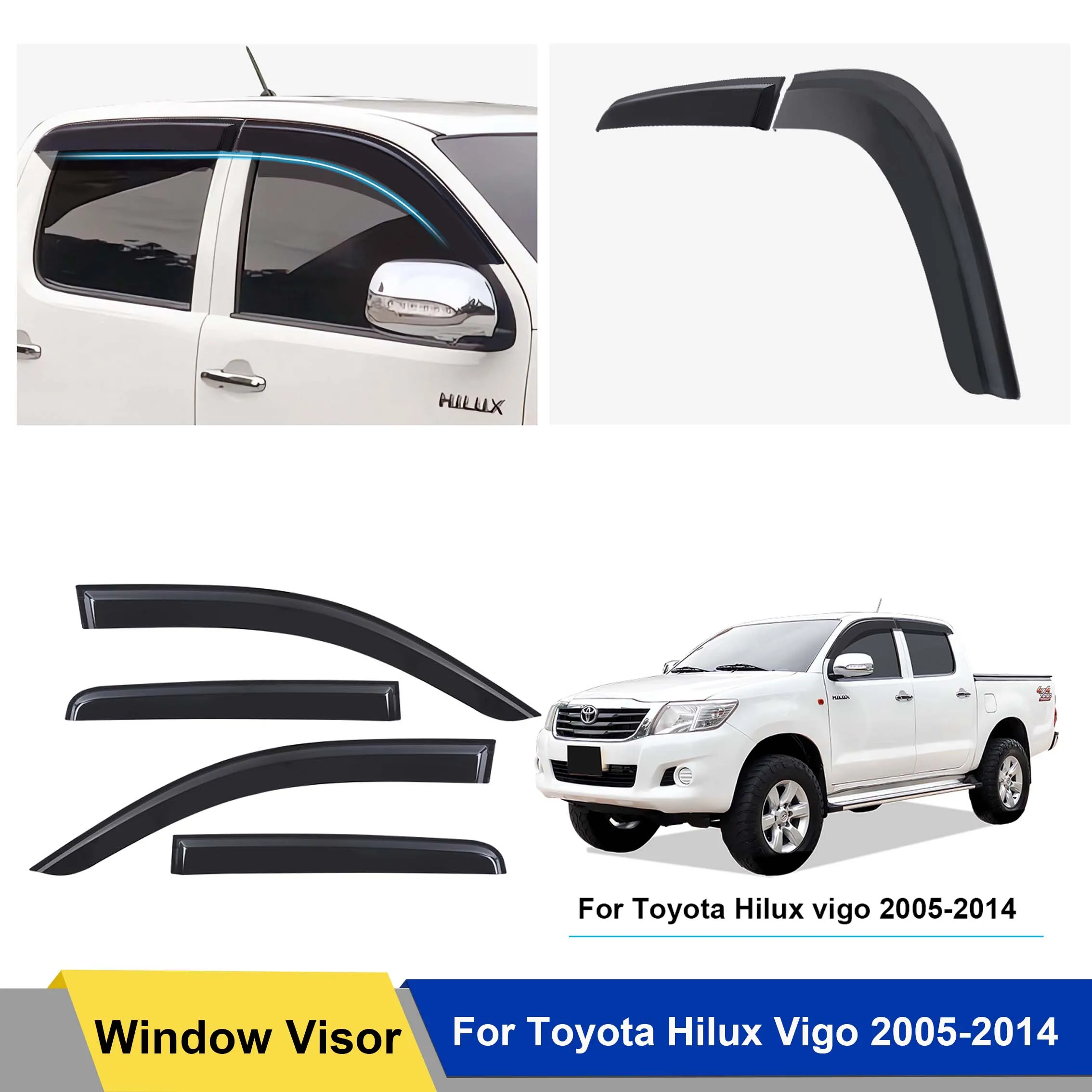 Car Side Window Visor Weather Shields For Toyota Hilux Vigo 2005 2007