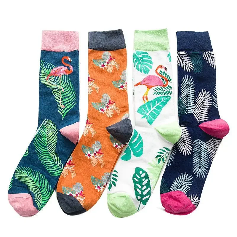 Fashion Wild Animals Tiger KingKong Flamingo Unisex Men Happy Socks Street Skateboard Harajuku Funny Boys Male Cotton Sox 2