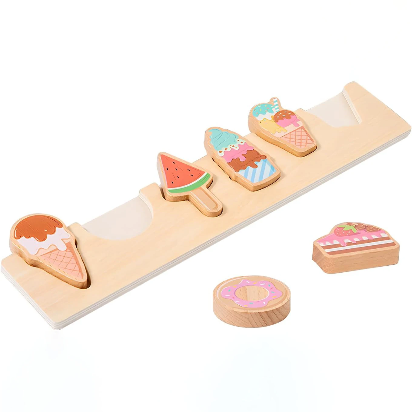 Wooden Montessori Ice Cream Toys Toddlers Pretend Play Simulation Food Game Kitchen Accessories Toys for 3 4 5 Year Old 6