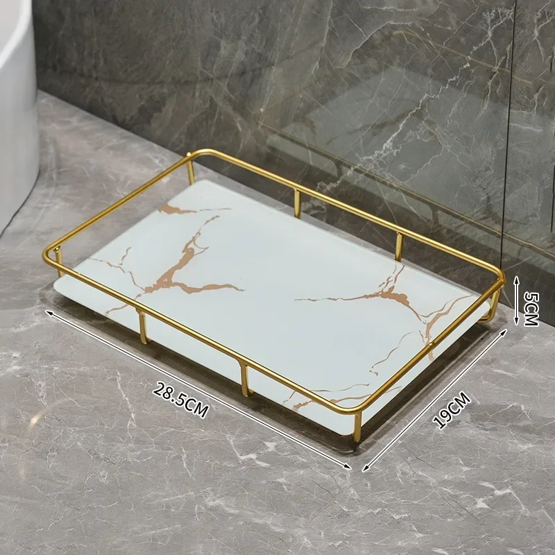 Bathroom Storage Rack New Light Luxury Style Bathroom Toilet Washbasin Cosmetic Box Storage Rack Storage Rack Washbasin Desktop Tray Items