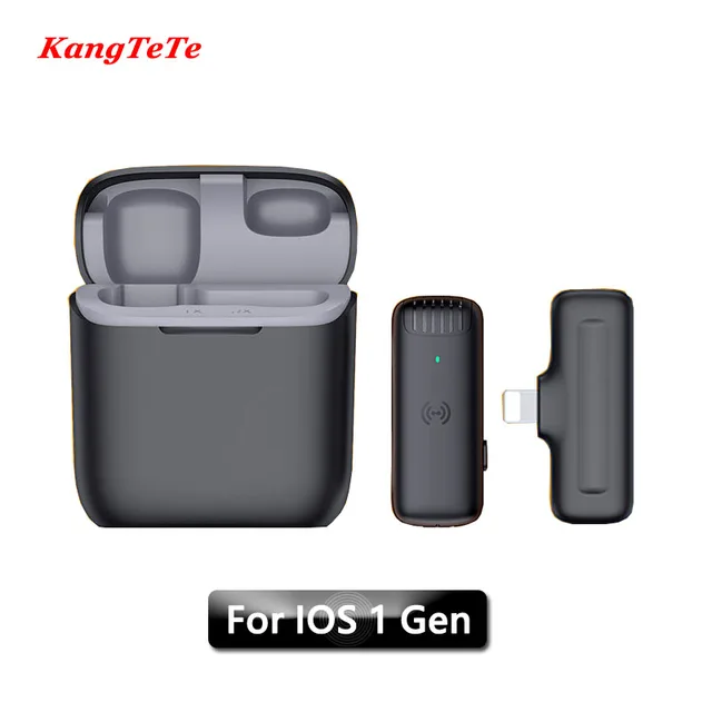 Wireless Lavalier Microphone Mini Portable Noise Reduction Audio Video Recording Microphone For iPhone Android With Charging Box Lightning