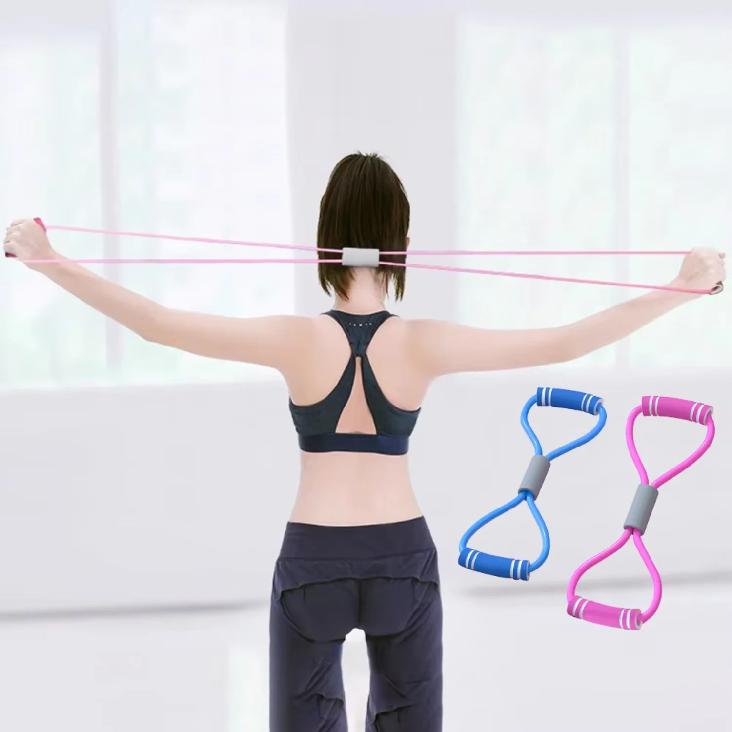 Yoga Rope Resistance Bands Women Fitness Elastic Exercise Equipment Practice Stretching Open Shoulder Back Gym