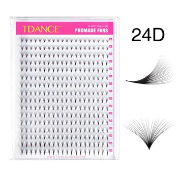 TDANCE 24D Premade Fans Eyelash Extension 320 Fans Pointy Base Middle Stem Eyelashes Russian Matte Volume Faux Mink False Lashes 1
