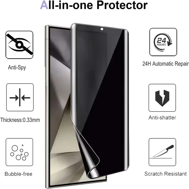 Anti-Spy Hydrogel Screen Protector Film, Pack of 1-4