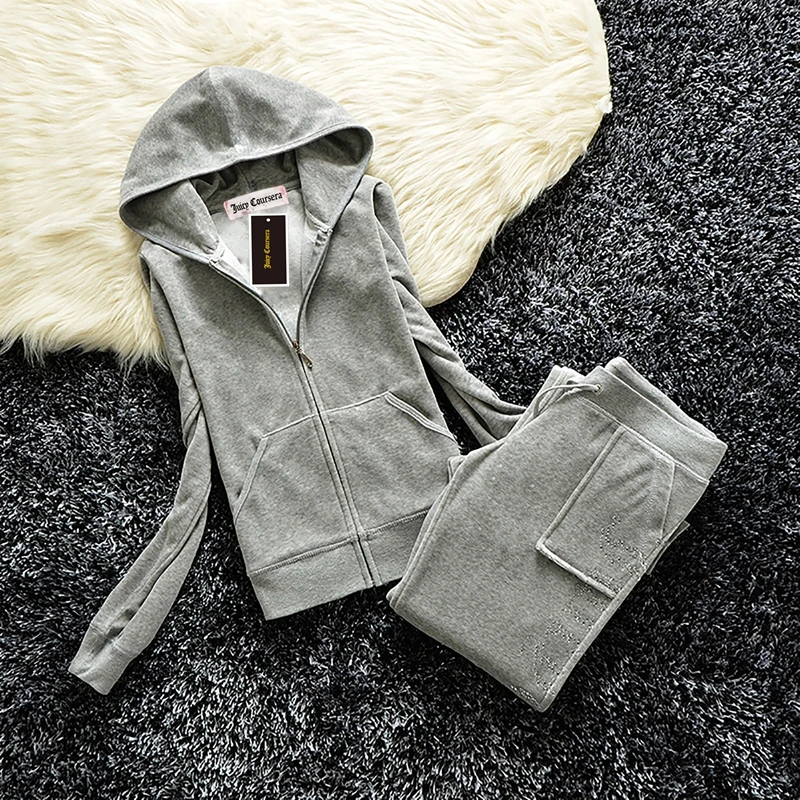 Y2k 1:1 Juicy Brand Velvet Tracksuit Set 2024 Women's Velours Tracksuit Juicy Coursera Sewing Set Diamonds Juicy Shorts Set