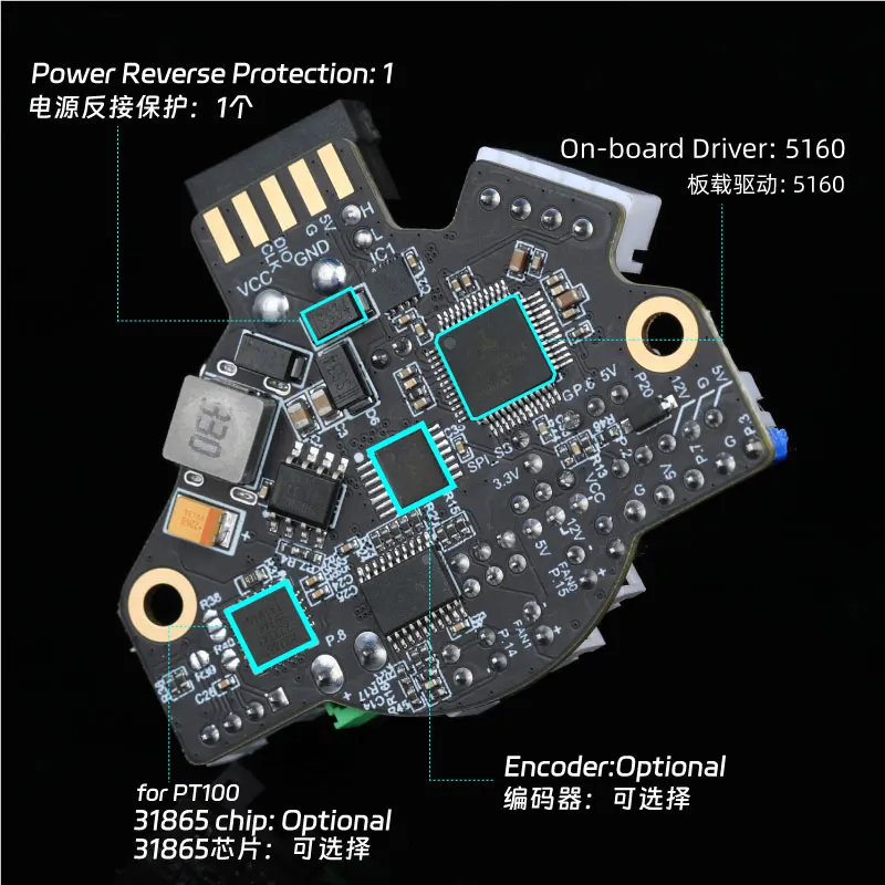 Placa de Impressora 3d Compatível com Klipper Suave Cabo Can 1m Suporte Pt100 Codificador para Motor Nema14 e 17 Fly-sht36 Pro v1 - Imagem 6