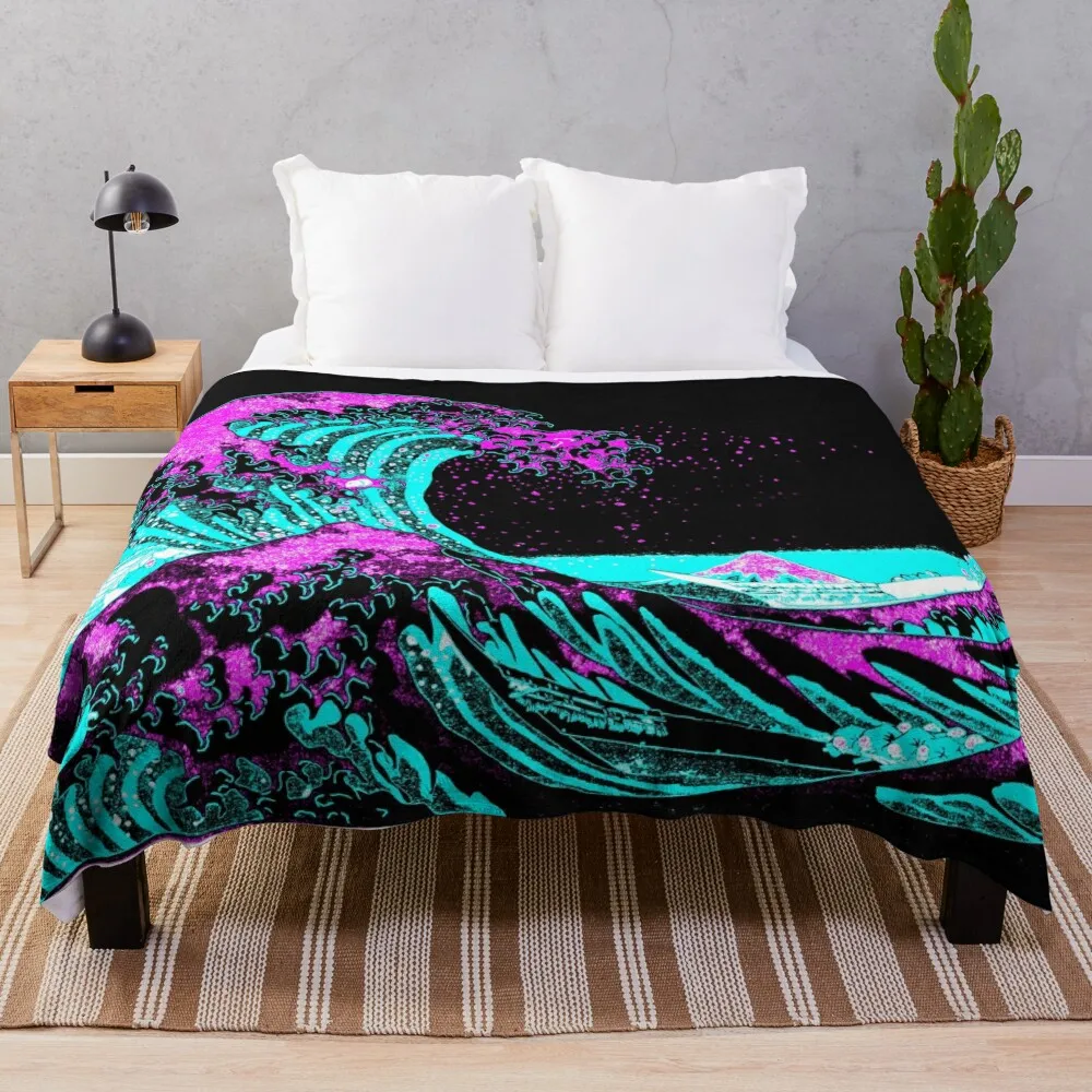 

Vapourwaves Japanese Digital Art Throw Blanket Sofas Soft Beds Thins Blankets