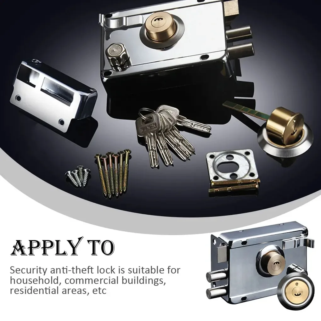 Door Padlock Smooth Lock Antique Household Front Door House Padlocks Locking Accessories Universal Heavy-Duty Gear With Key