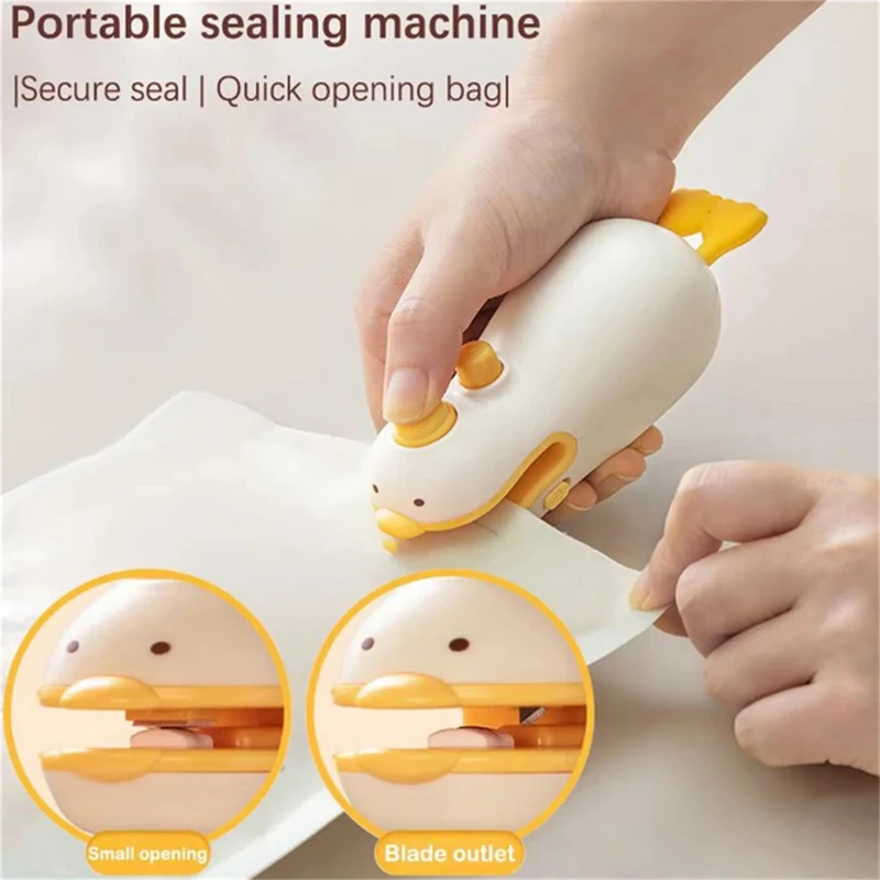 1PC Cute Duck Vacuum Sealer, Rechargeable Bag Sealer, Household Vacuum Sealer, Mini Sealer, Portable Fast Heat Sealing Snack