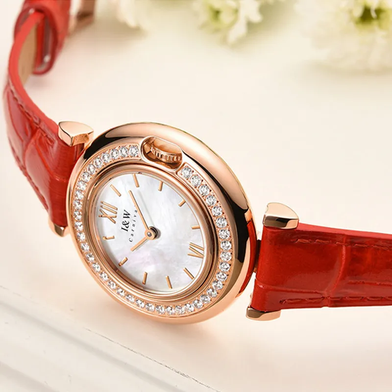 CARNIVAL Brand Fashion Diamond Watches for Women Ladies Luxury Sapphire Rose Gold Quartz Wristwatch Waterproof Clock Reloj Mujer