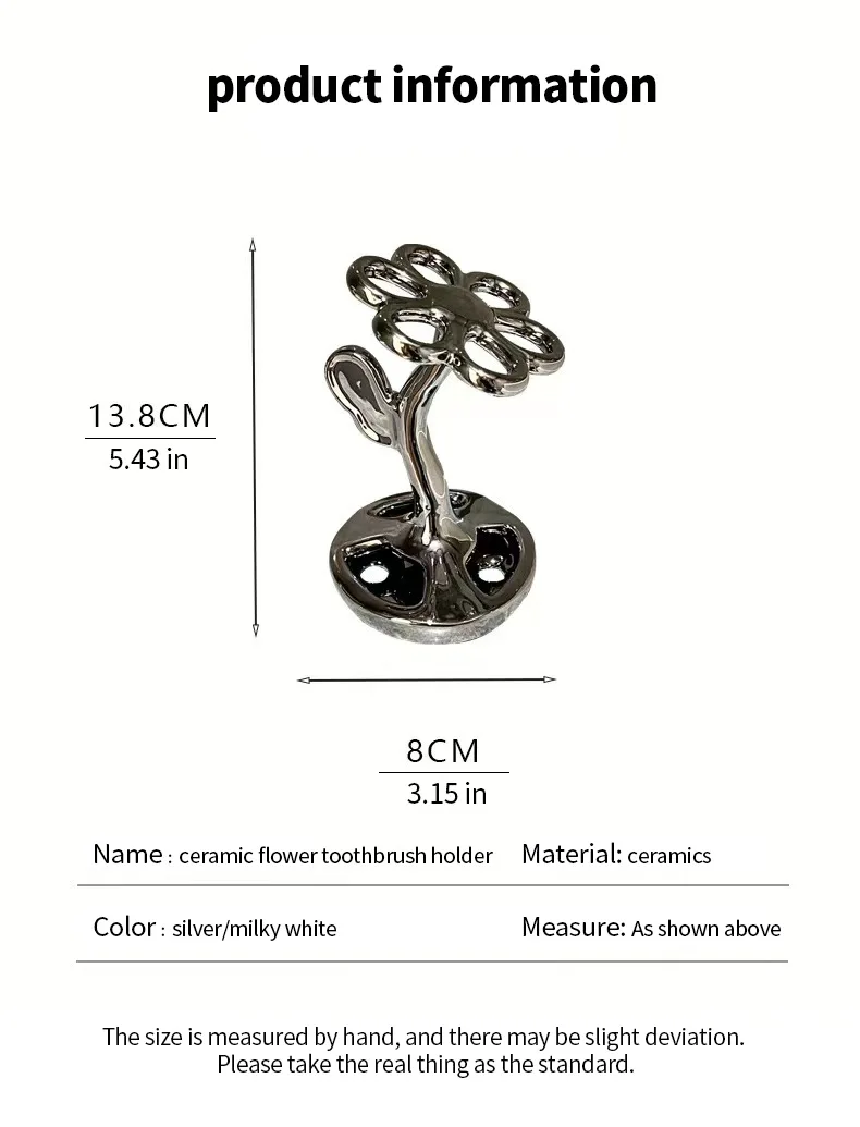 Keramik Blume Geformt Zahnbürste Halter Badezimmer Lagerung Halter Desktop Make-Up Pinsel Lagerung Rack Bad Lieferungen – Detail 5