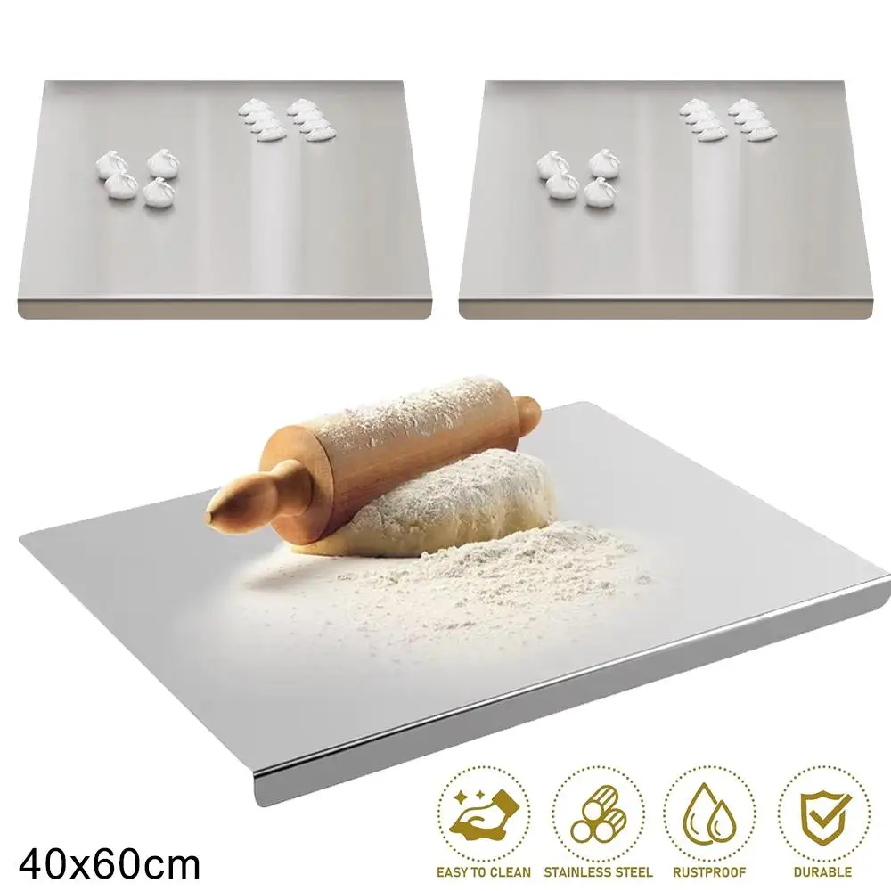40x60cm Stainless Steel Multifunctional Cutting Board | -Grade Kneading Baking Board for Meat, Fruits, Vegetables, Bread | Easy