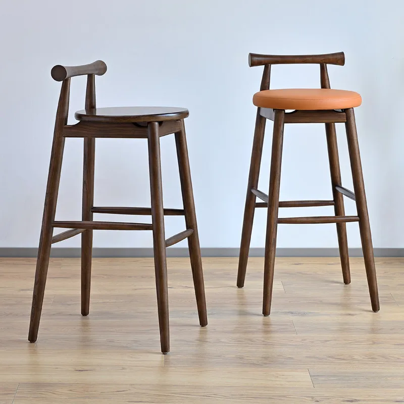 

Creative Fashionable Chinese Bar Chair with Backrest Solid Wood Bar Chairs Household Simple High Chair Bar Stools for Kitchen