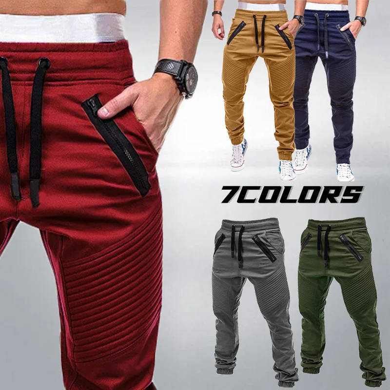 

Men Casual Joggers Pants Solid Thin Cargo Sweatpants Male Multi-pocket Trousers New Mens Sportswear Hip Hop Harem Pencil Pants