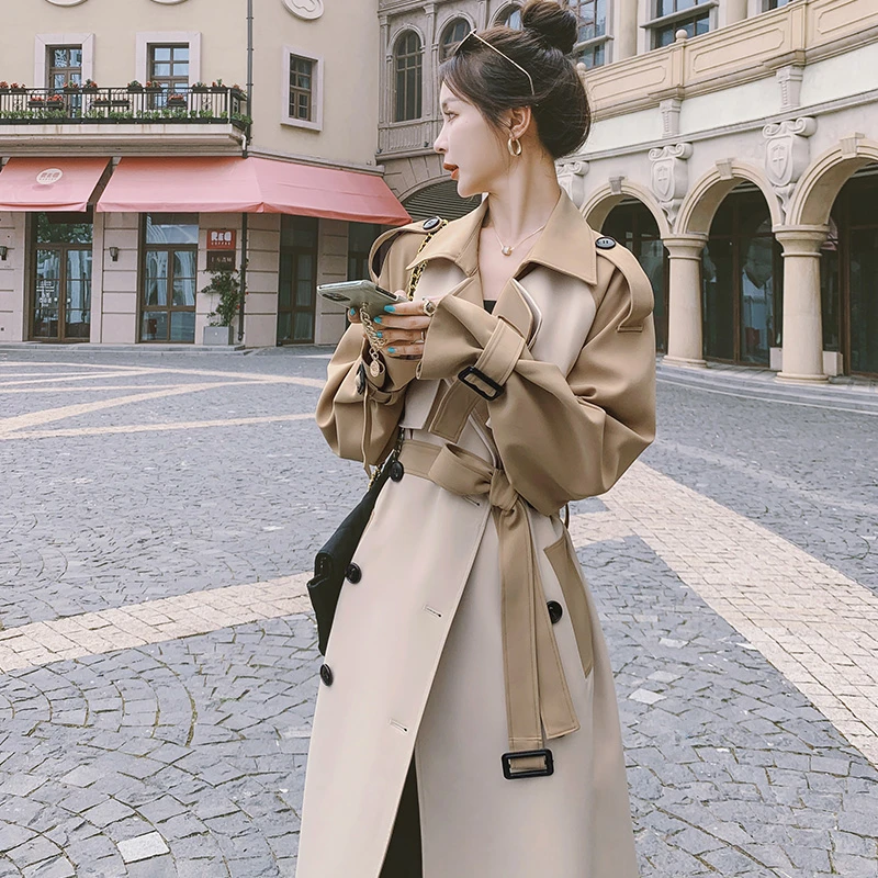 England Style Spring Autumn Women Trench Coat Long Double-Breasted Patchwork Lday Windbreaker Duster Coat Female Outerwear womens long black puffer coat
