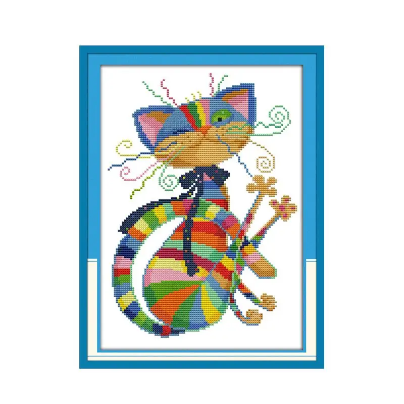 Colorful cat cross stitch kit cartoon DIY hand embroidery set craft handmade needlework cross-stitching DMC color Dreamfounder