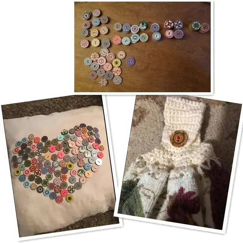 Wooden Buttons Colorful Painted Sewing