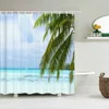 Sunlight Ocean Beach landscape Fabric Shower Curtain Bathroom Curtains Sunset Dusk Sea Animal Dolphin Bath Screen with 12 Hooks 2