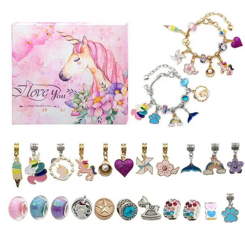 Christmas Countdown Calendar Christmas Advent Calendar Christmas Advent Calendar Jewelry Gift Kit Box DIY Bracelets For Girls Navidad 24-Day Countdown Gift Blind Box