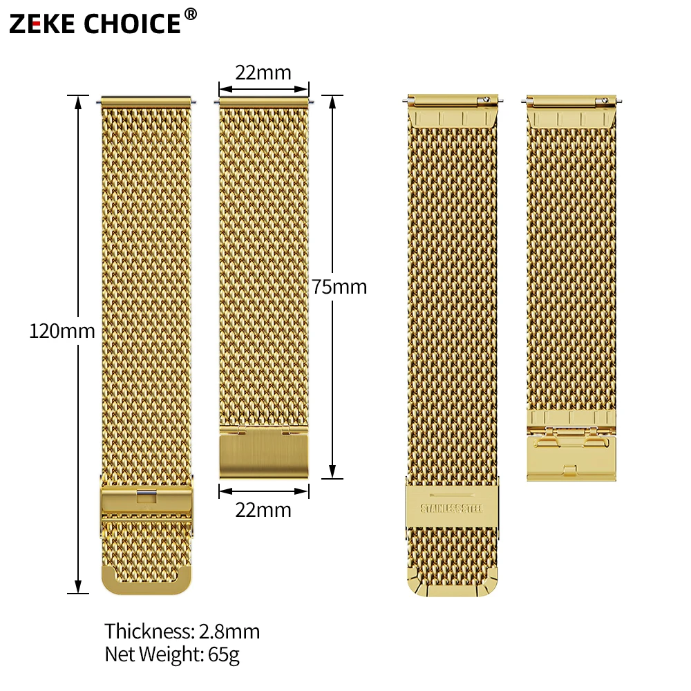 Premium Milanese Mesh Stainless Steel Watch Strap - Thick Metal Bracelet