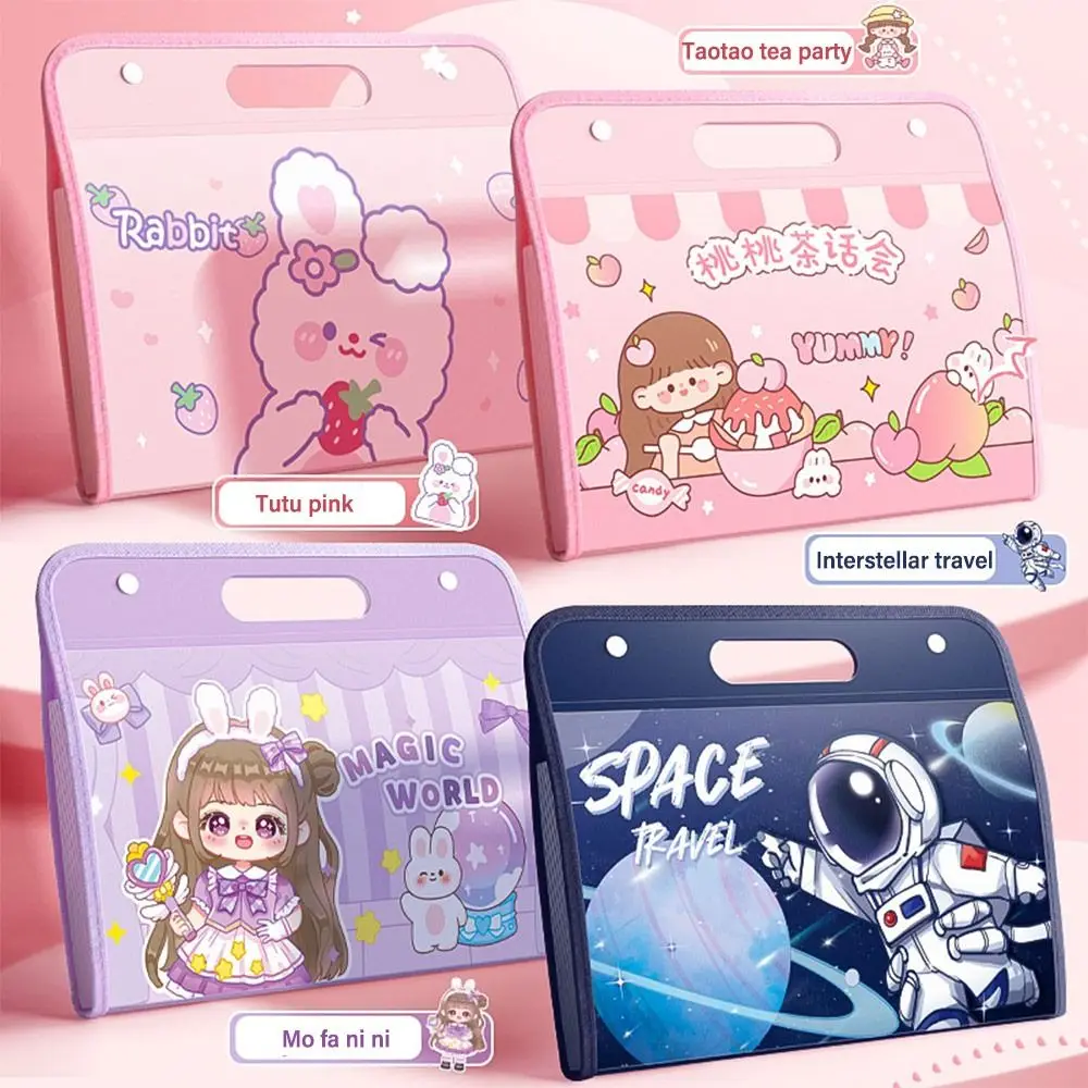 14 Pockets A4 File Folder Cartoon Horizontal Waterproof Test Paper Storage Folder PP Large Capacity Document Bag
