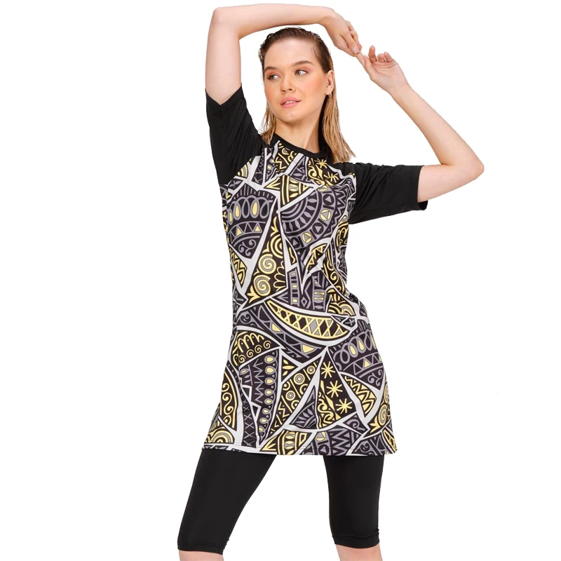 Swimsuit Women Muslim Islamic Female Hijab Burkini Swimwear Conservative Bathing Suit Short Sleeve Pants Beach 3Pcs women swimwear muslim swimwear