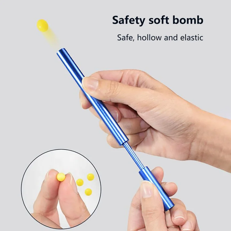 Fist Shooter Toy Gun Toy Gun Aluminum Alloy Soft Pinball Launcher Guns Toy Small Ball Shooter Crackling Tube Bamboo Shooting Game Interesting Cracking Toys