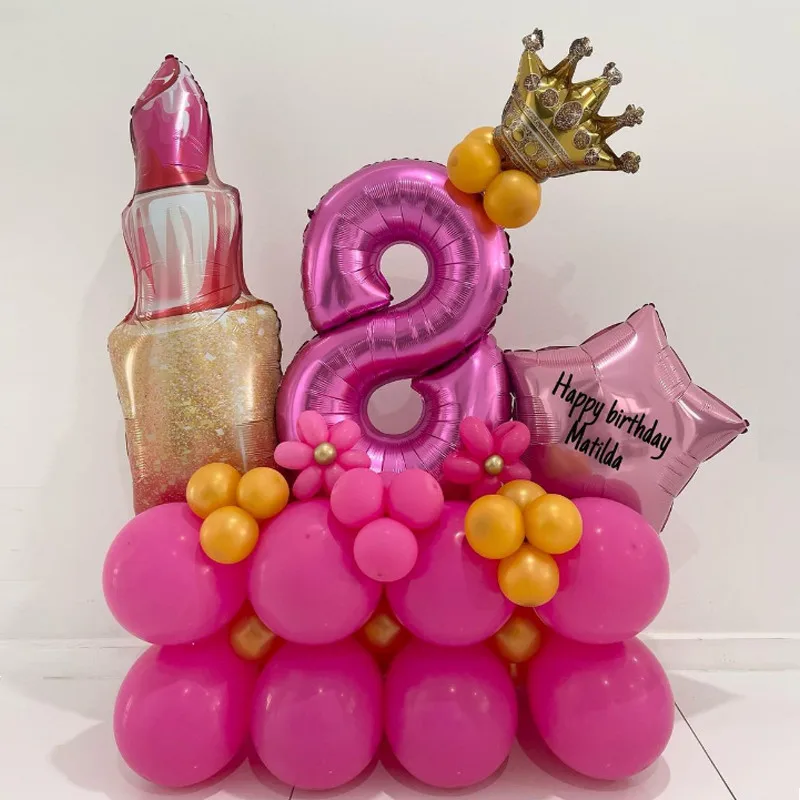 

32Pcs/Set Giant Lipstick Foil Balloon Rose Red 32Inch Number Balloon Girl Birthday Baby Shower Party Decoration Supplies Kid Toy