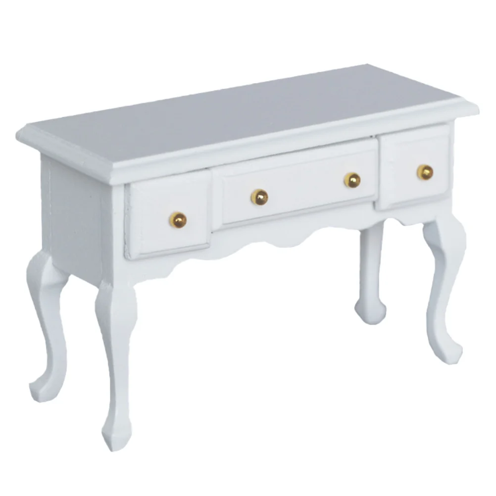 

Pocket White Desk Models Mini Simulation DIY Modeling Toy Accessories House Wooden