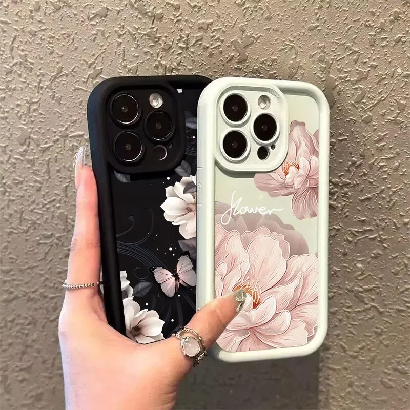 Peony Flower Silicone Case Cover - Ink Design