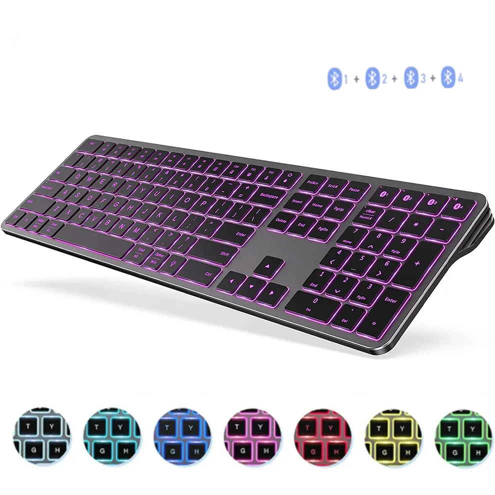 Recarregável Jogos Ipad Laptop Tablet Gamer Teclado Retroiluminado sem Fio Bluetooth Multi-dispositivo