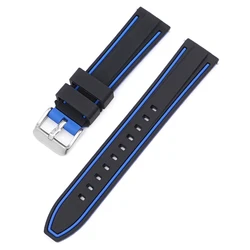 Silicone Waterproof Sport Watch Strap - Men's Bracelet Accessories Wristband - 20mm (Black blue)