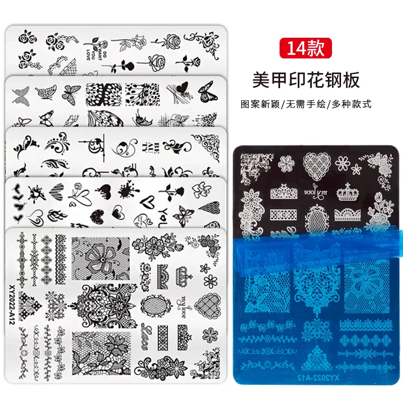 Description Picture 5 of itemLove Heart Tips Nail Stamping Plates Stencil Forms Geometry Flowers Leaf Tips Nail Art Stamp Templates Gel Polish Printing Plate