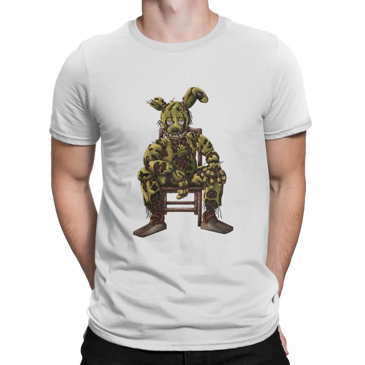 Springtrap Sat In Chair Maglietta Da Uomo Fnaf Maglietta Vintage Manica Corta O Collo T-Shirt Regalo In Cotone Top