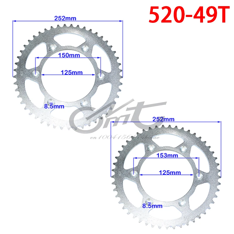 

49T 125mm Rear 520 Chain Sprocket for 110cc 125cc 150cc 200cc 250cc Dirt Pit Bike ATV Quad Scooter ATV Motorcycle
