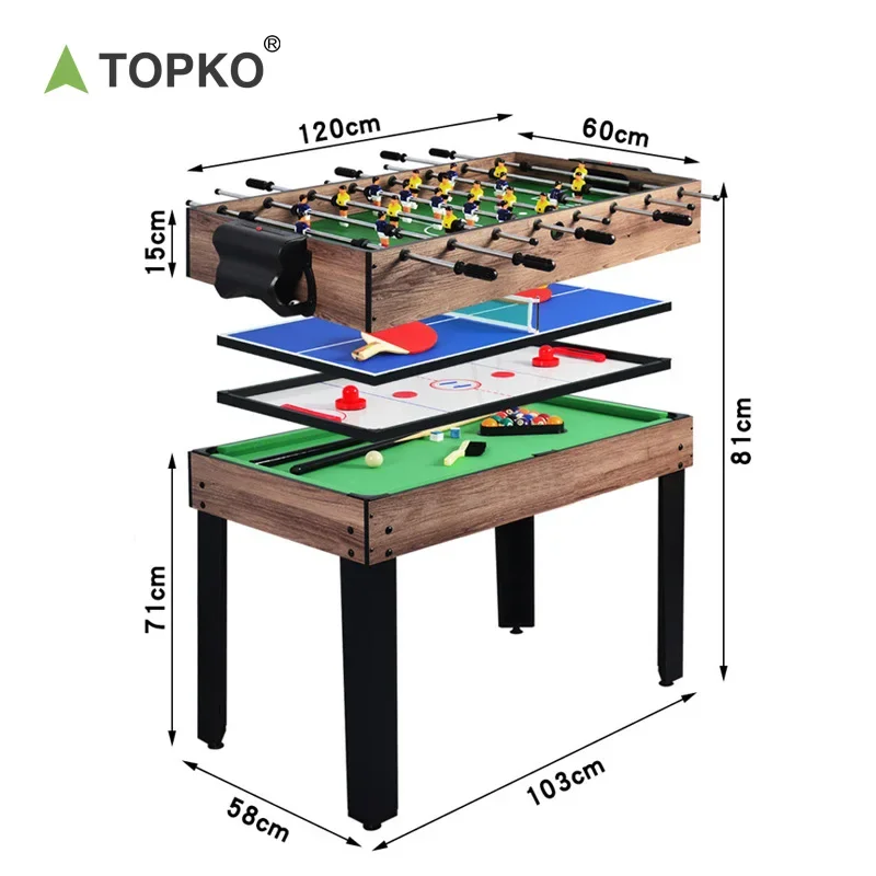 TOPKO High Quality 4-in-1 Multifunctional Billiards Table For Indoor & Outdoor Home Enjoyment Multifunctional Game Table