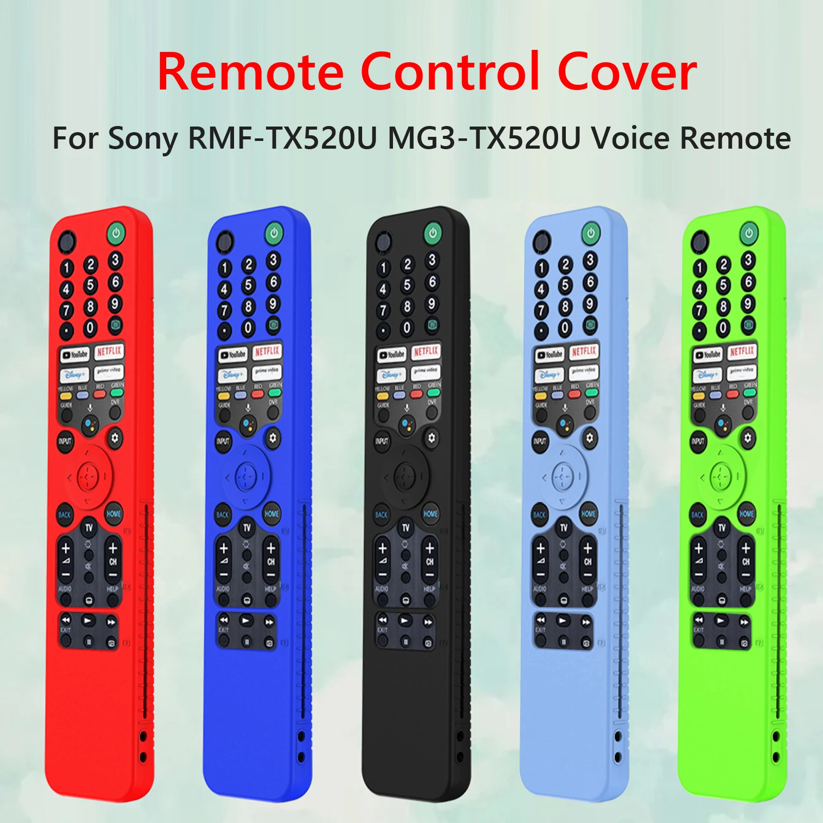 Silicone TV Remote Control Cover Shockproof Protective Cover Anti-drop with Lanyard for Sony RMF-TX520U MG3-TX520U Voice Remote