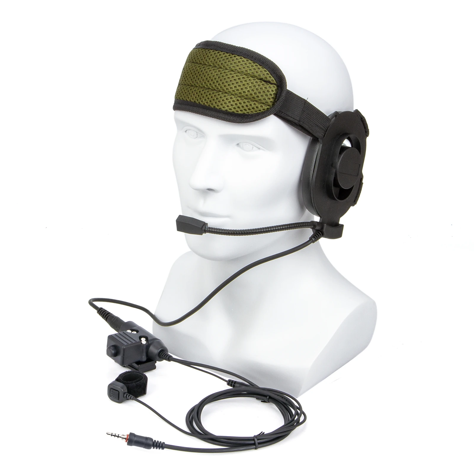 U94 PTT and Finger Microphone PTT with black HD01 Tactical Bowman Elite II Radio Headset Earpiece for VERTEX VX-7R