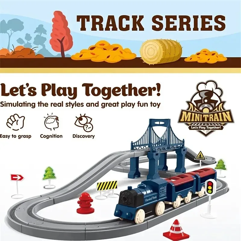 Trilha de trem elétrico brinquedos para crianças diy montado pista de  corrida cena grande aventura coaster trem brinquedo meninos meninas  presente aniversário - AliExpress