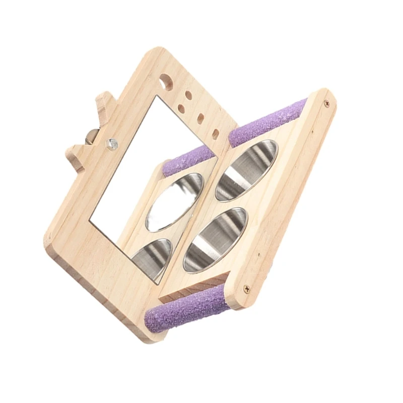 

Y1UU Деревянный насест для птиц для маленьких и средних попугаев, набор чашек для тренировки