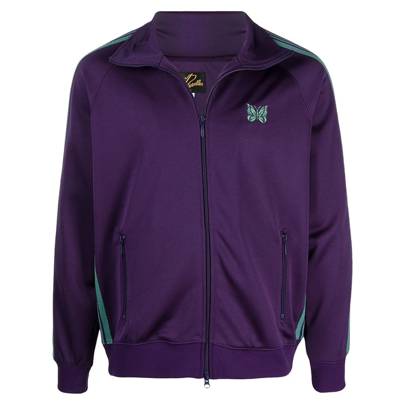 

Men Women High Street Butterfly Embroidery Logo Needles Track Jacket Outerwear Coats AWGE Purple Needles Jacket
