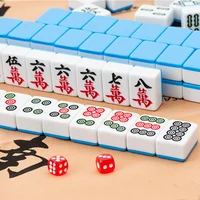 24mm Household Mahjong Hand Rubbing Green Blue Pink Rose Red Crystal Jade Adult Mahjong Card 144 Cartoon Mahjong Cards 1