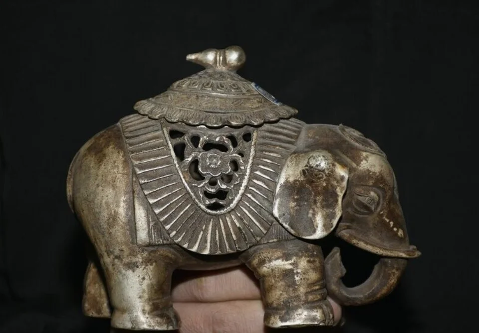 5.6インチ マーク付き古い中国の銅銀王朝象香炉香炉 - AliExpress