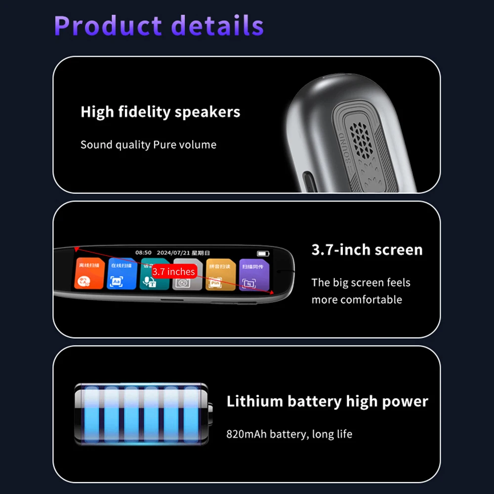 Dictionary Translation Pen Scan Reader Device Text Scanning Reading Translator WiFi/BT Connection 142 Languages Online