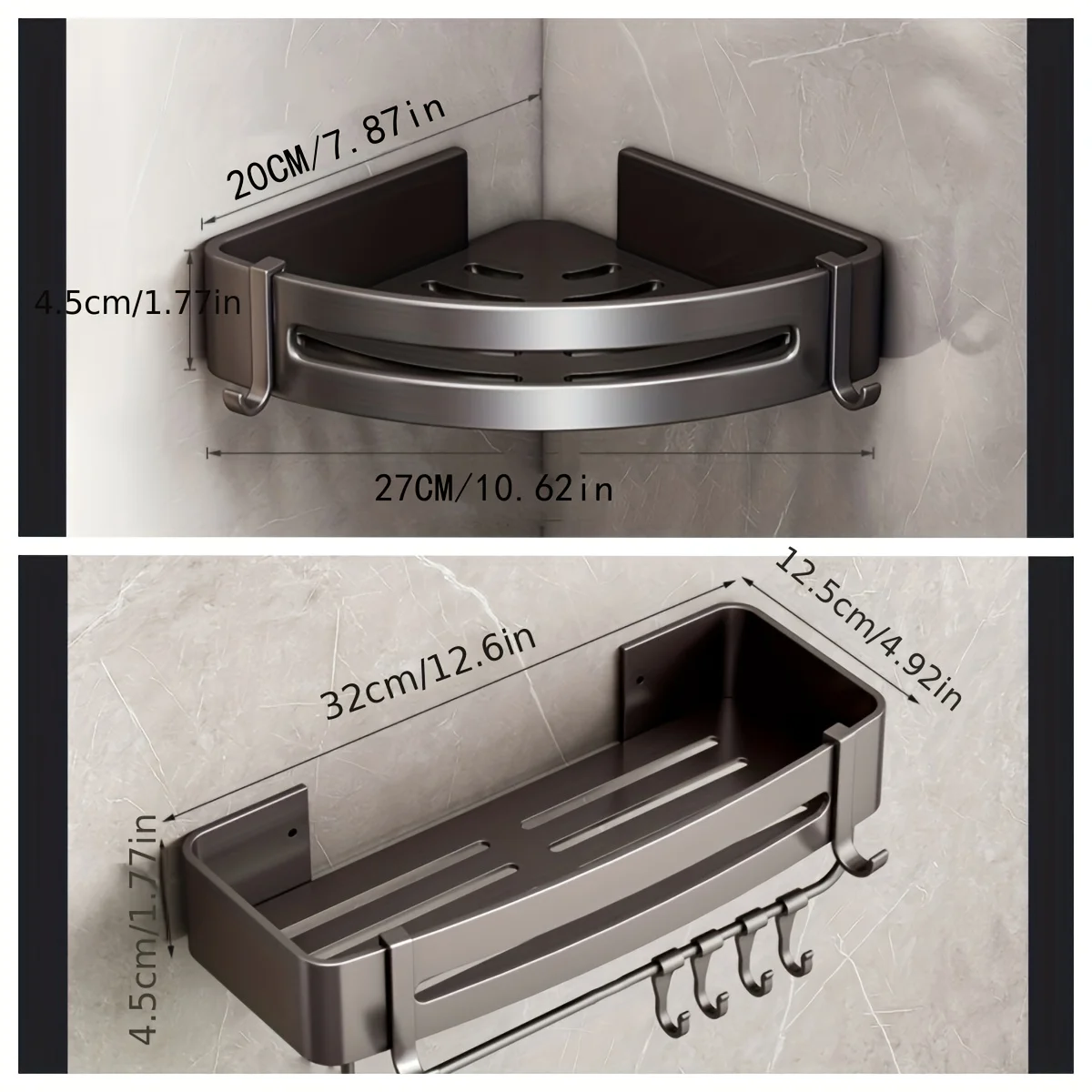 No-Drill Bathroom Corner Shelf 3