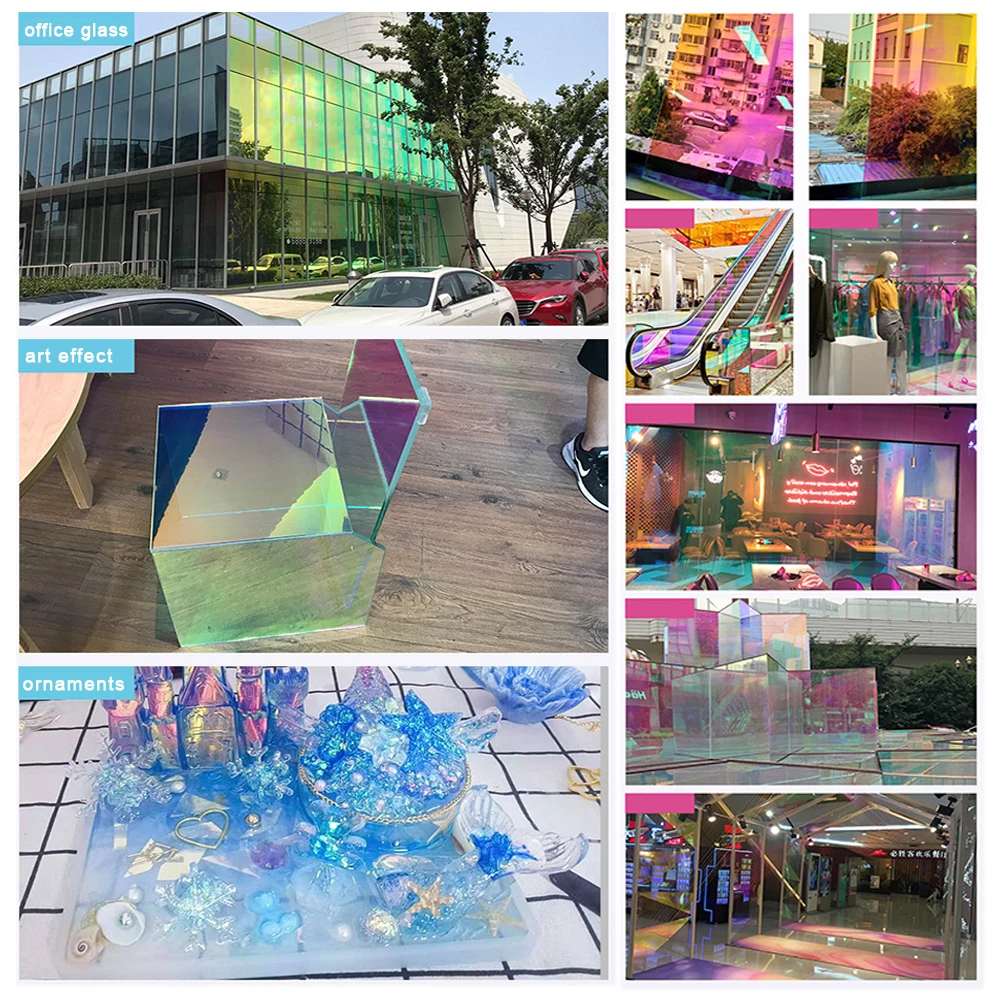 Description Picture 5 of itemHolographic Iridescent Window Film Adhesive Glass Vinyl Chameleon Rainbow Effect For Home Offices DIY Christmas Party Decoration