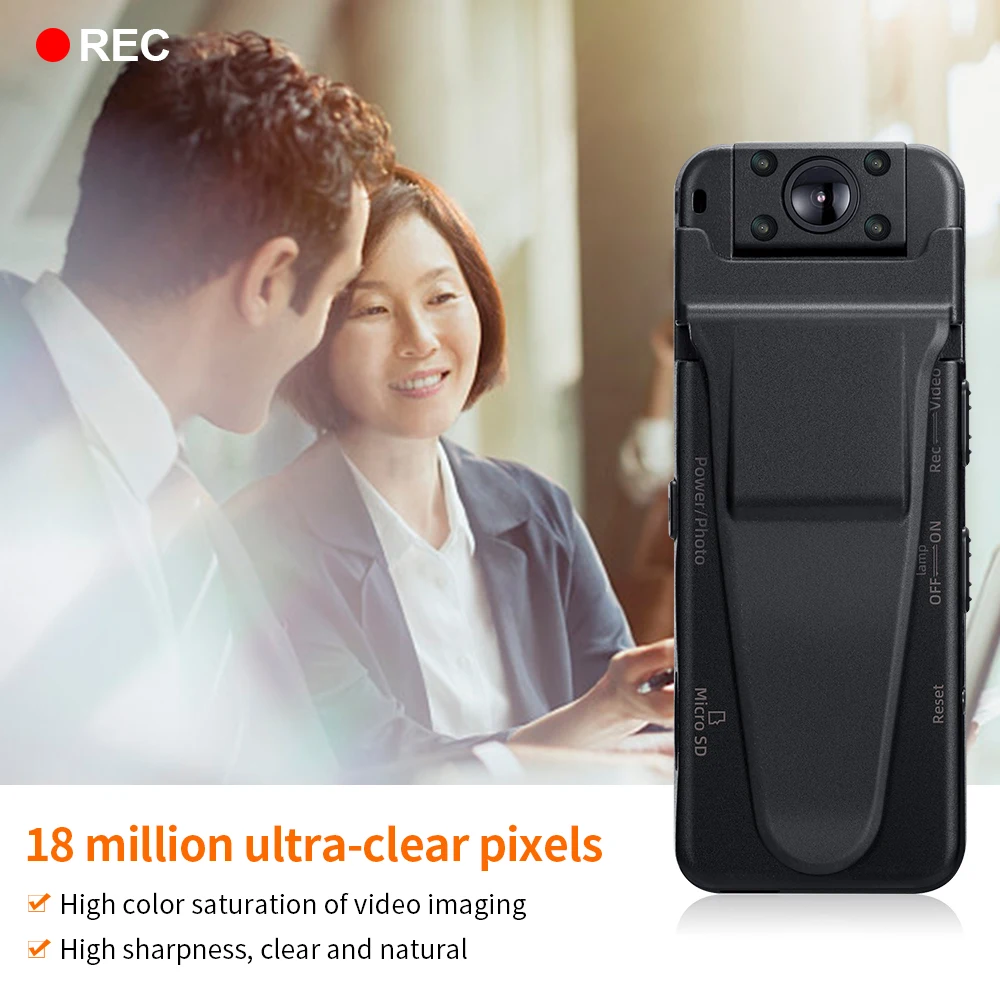 디지털 미니 DVR 소형 DV 캠코더 마이크로 카메라, 웨어러블 바디 카메라, 지지대 최대 256GB 장비, HD 1080P