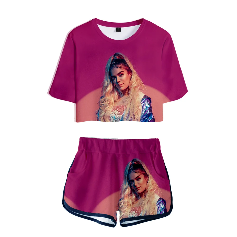 

2023 Popular Creative Design Karol G 3D Printed Two Piece Set Women Sexy Shorts+lovely T-shirt Cute Dew navel Sport Girl suits