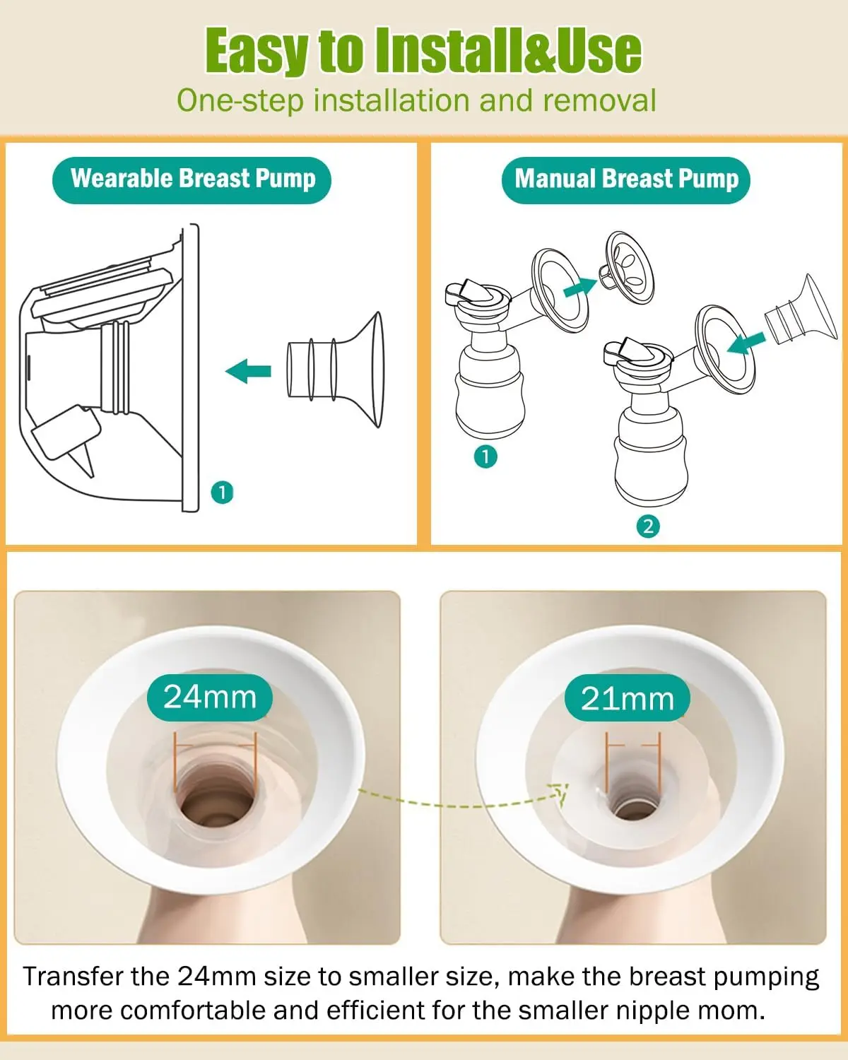 Breast Pump Accessories Flange Inserts 13/15/17/18/19/20/21mm Caliber Size Adaptor Converter Small Nipple Horn Adapter 4