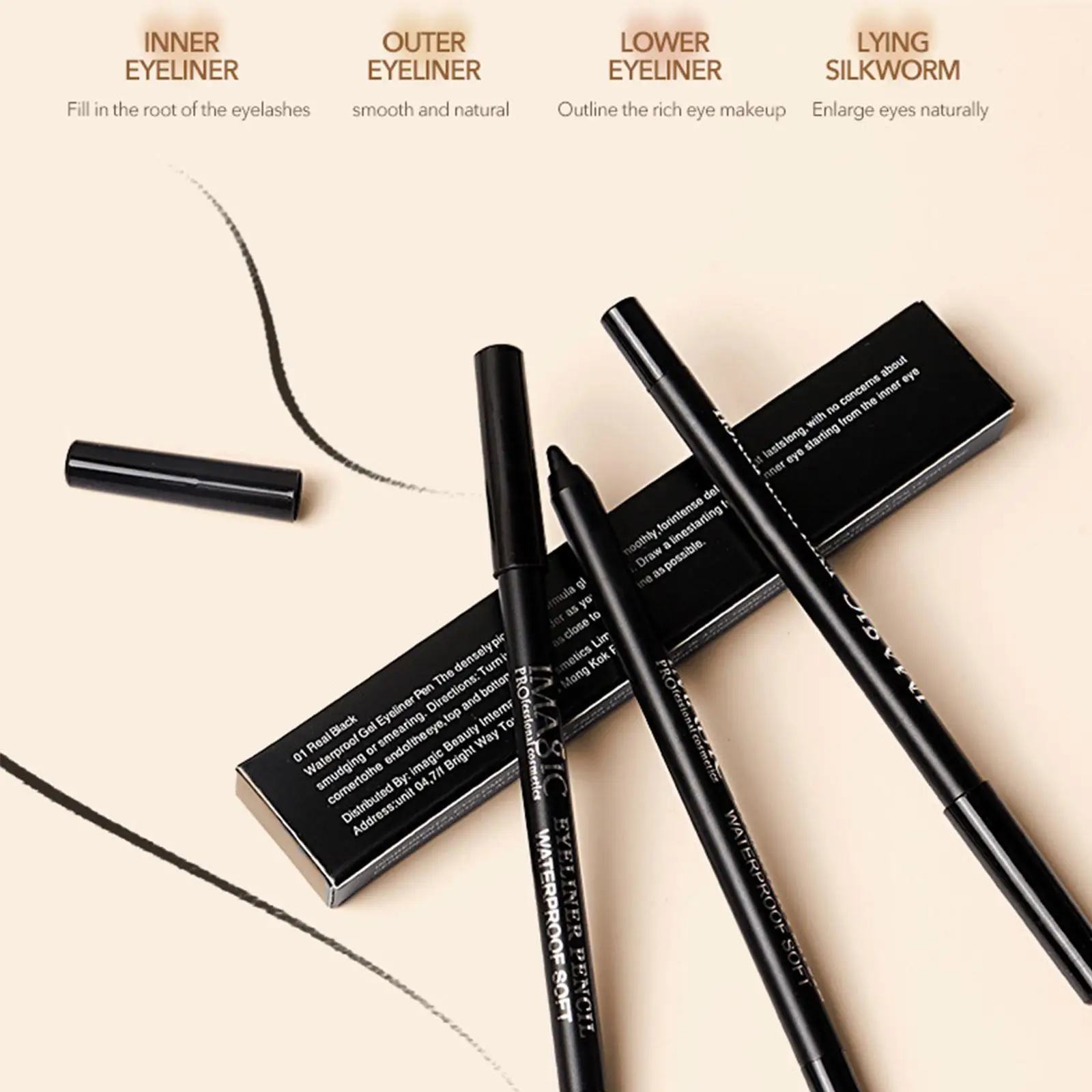 

Eyeliner Gel Pen Waterproof Long-lasting Anti-sweat To Pencil Dry Easy Tools Cosmetics Black Wear Makeup Eyes Eye Quick Eye F5C5